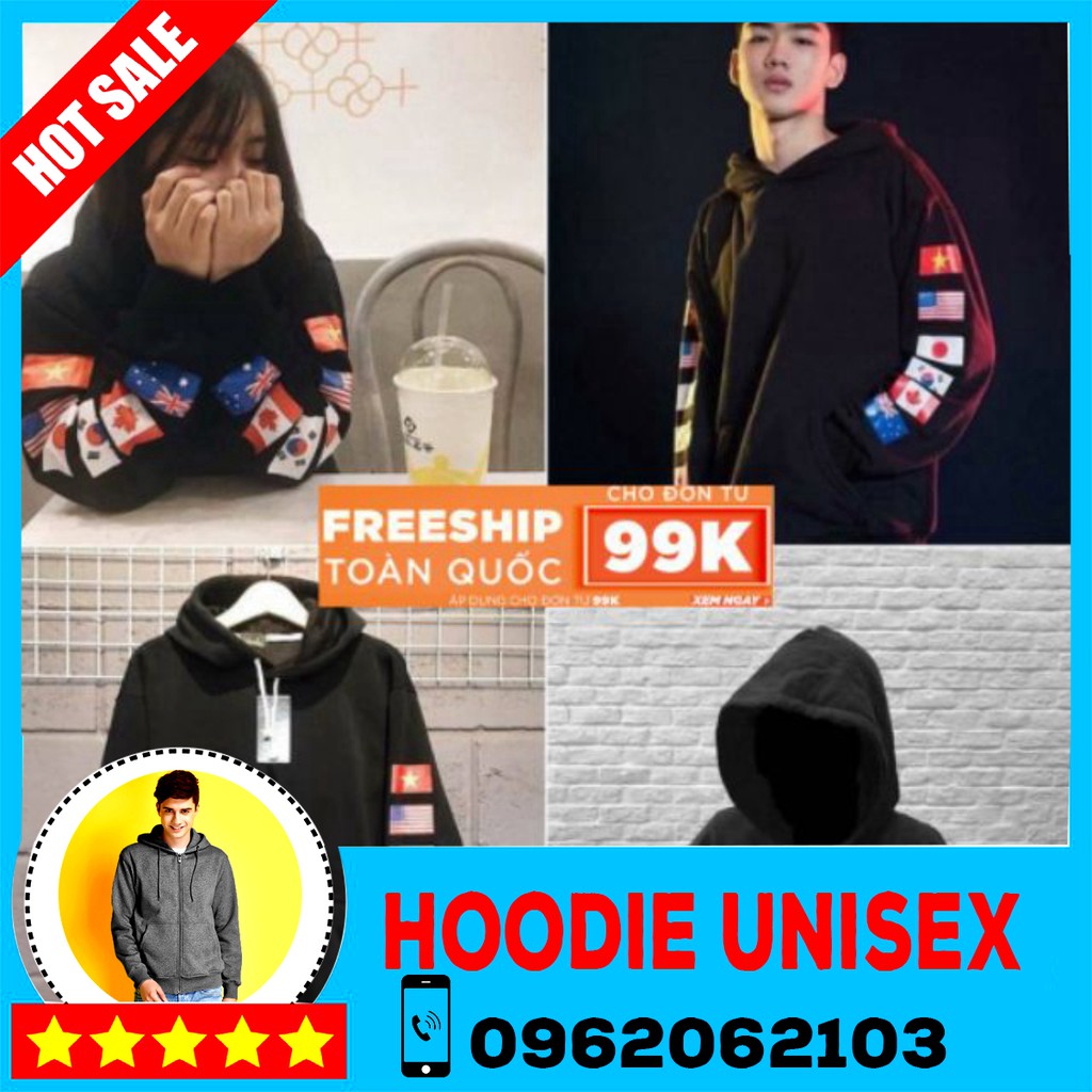 (HOOIDE) Mẫu ÁO Hoodie Nỉ Ngoại LÁ CỜ (Thời Trang Unisex) | BigBuy360 - bigbuy360.vn