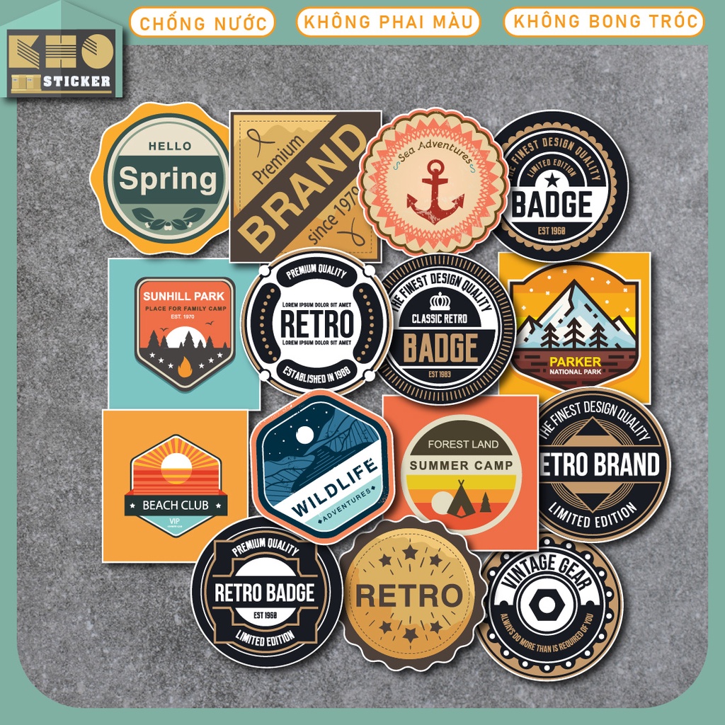 Combo 50 Sticker Retro chống nước sticker dán laptop, điện thoại, đàn guitar, mũ bảo hiểm, vali. MSP: ST50