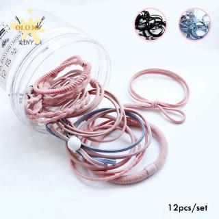 Set 12 Dây Cột Tóc Co Giãn 7 Màu Phong Cách Hàn Quốc
