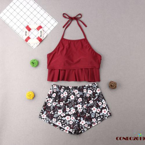 Đồ bơi 2 mảnh họa tiết hoa xinh xắn cho mẹ/ bé gái