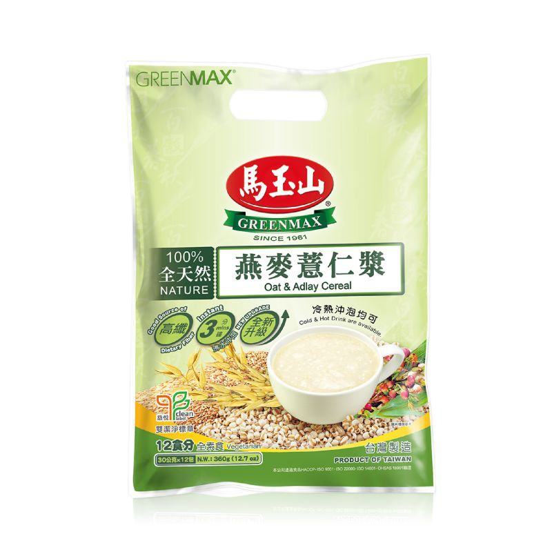 Ngũ cốc yến mạch & Adlay (bobo) Greenmax 360gr - Oat & Alday Cereal