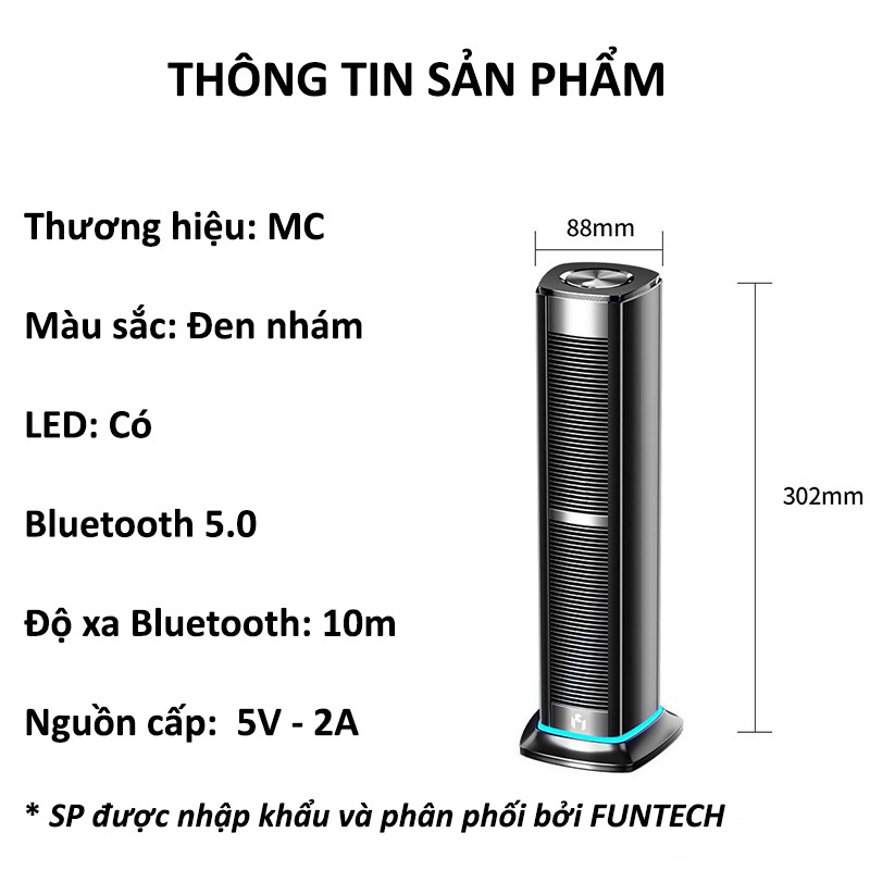 Loa Bluetooth Cao Cấp MC F3 Âm Thanh Dọc Loa Siêu Trầm Tương Thích Máy Tính Điện Thoại Tivi Thiết Kế Sang Trọng