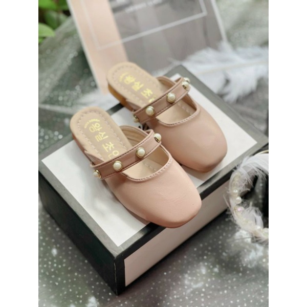 Dép sục thời trang cho bé gái_Sục quai ngọc ,da mềm cho bé gái 2_10 tuổi