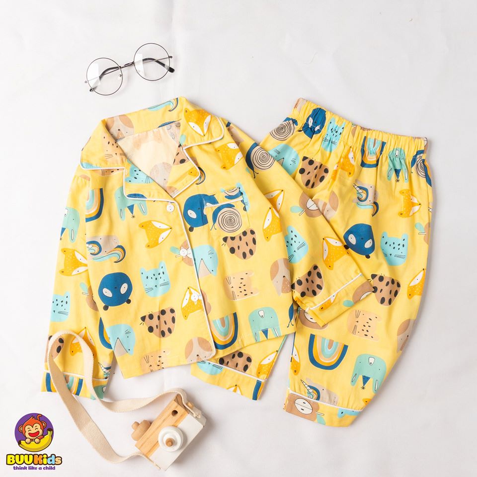 Bộ đồ ngủ Pyjama dài tay cotton họa tiết dễ thương cho bé BR20017 - MAGICKIDS