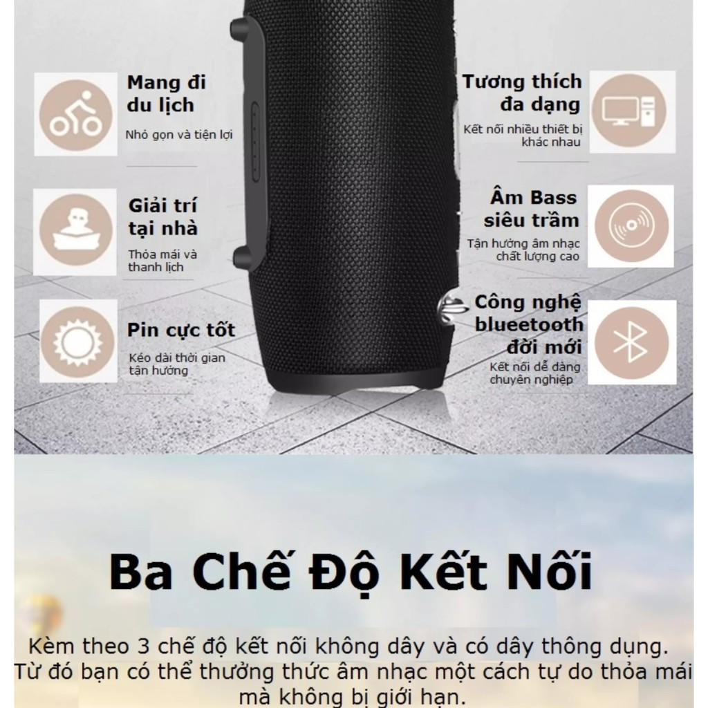 Loa nghe nhạc bluetooth bass mạnh GrownTech, dòng Charge 3 plus size đại blutooth không dây đa năng