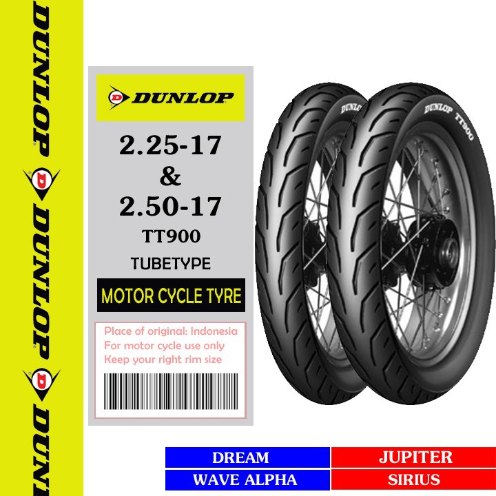 Cặp Lốp _ vỏ xe máy Angela hãng Dunlop size 2.25-17 và 2.50-17 TT900.