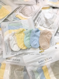 Combo 10 set (set 5 đôi) tất lưới cho bé