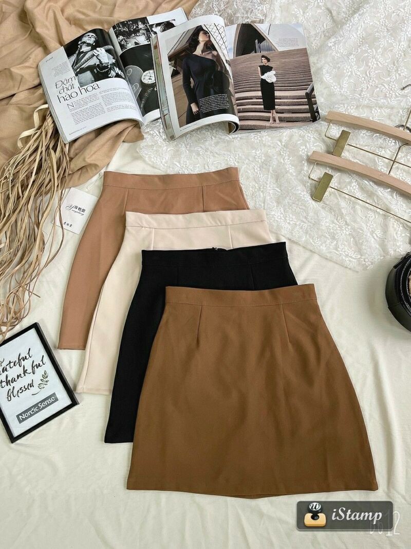 Chân váy chữ A mới Quảng châu chất thô mịn nhiều màu | BigBuy360 - bigbuy360.vn