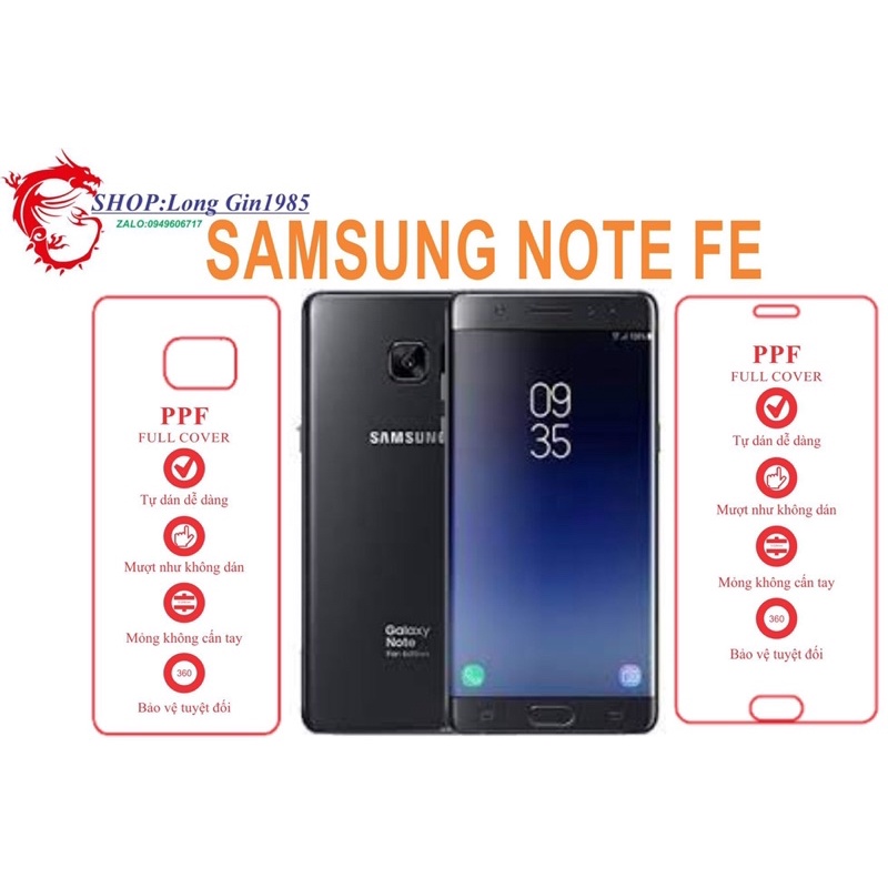 Samsung Note FE miếng dán trong Ppf mặt sau và mặt trước chống va đập chống trầy xước