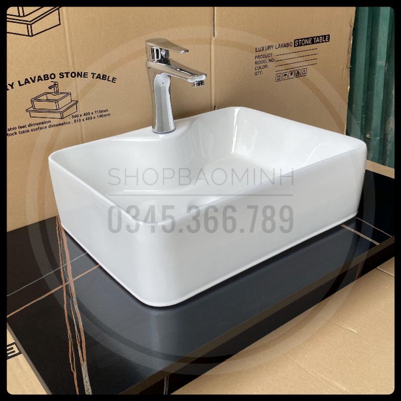 Chậu rửa mặt - Lavabo chữ nhật đặt bàn 609