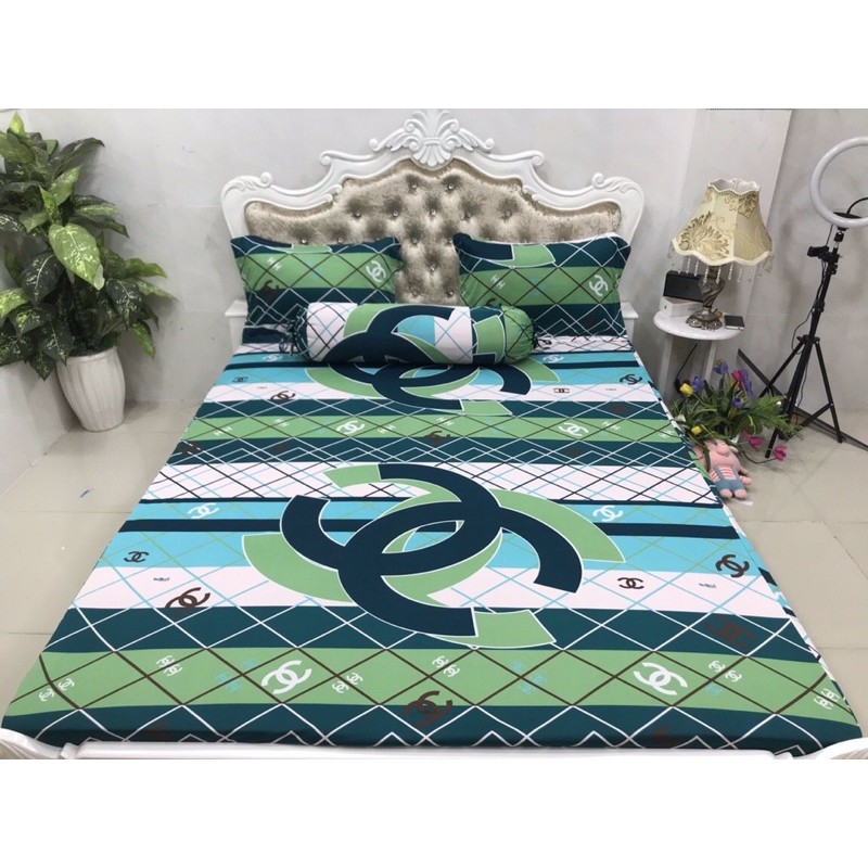 Bộ Drap thun Hàn Quốc 4 món mẫu Chanel
