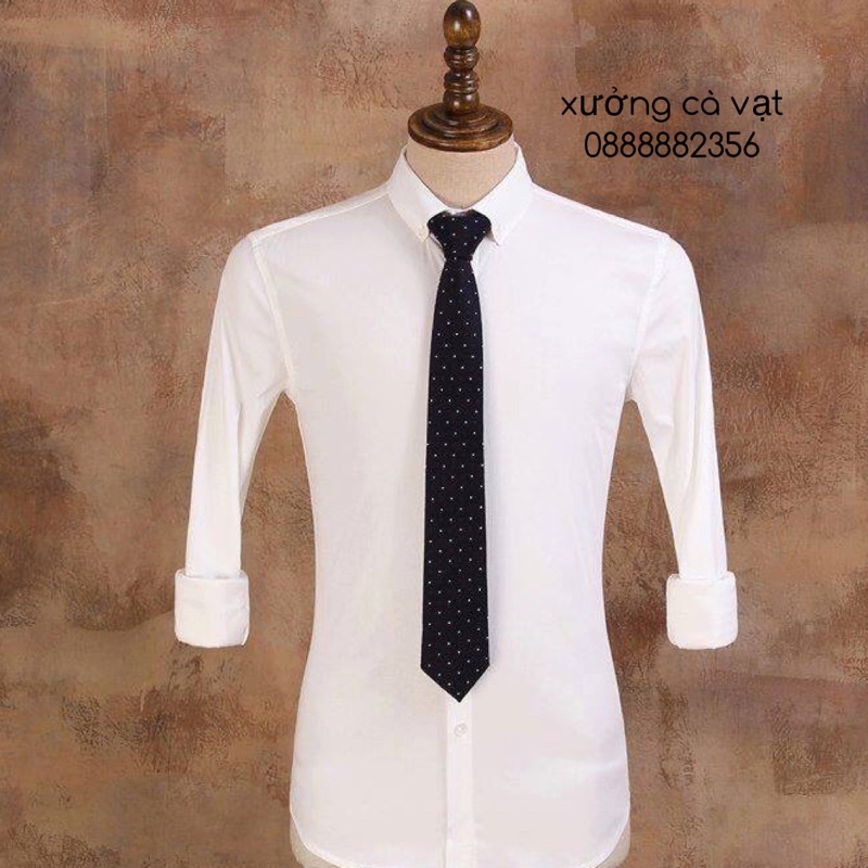 Cà vạt đen chấm bi công sở bản nhỏ 5cm