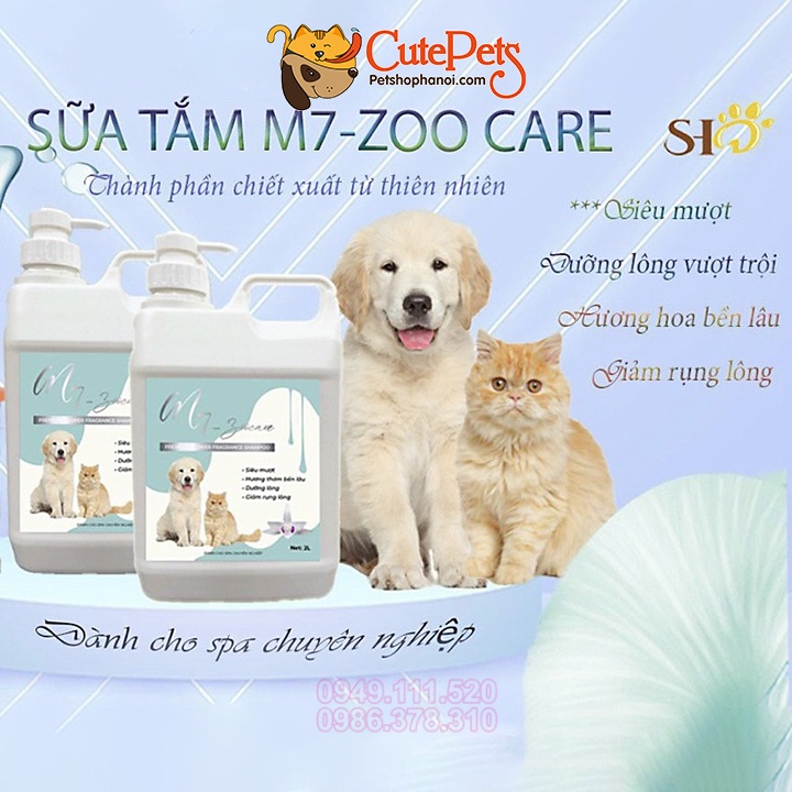 Sữa tắm cho chó mèo M7 Zoo Care can 2L hương nước hoa Pháp siêu thơm - Phụ kiện thú cưng Hà Nội