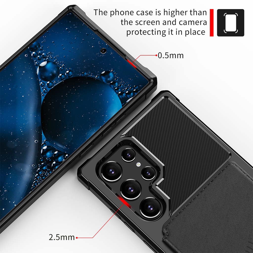 Bao Da Điện Thoại PU Nắp Gập Có 5 Ngăn Đựng Thẻ Cho Samsung Galaxy S23 Ultra / S22 Ultra / S22 + / S21 FE / S21 Ultra / S21 Plus / Note 20 Ultra