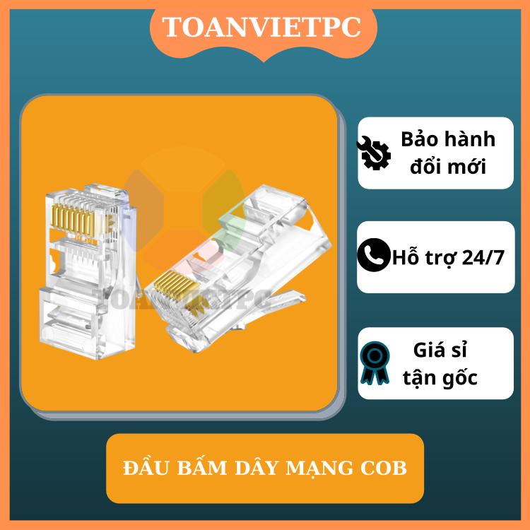 Đầu Bấm Dây Cáp Mạng Cat5 Cat6 Cat5e Cat6e Hạt Mạng Cob Túi 100pcs Chân Đồng