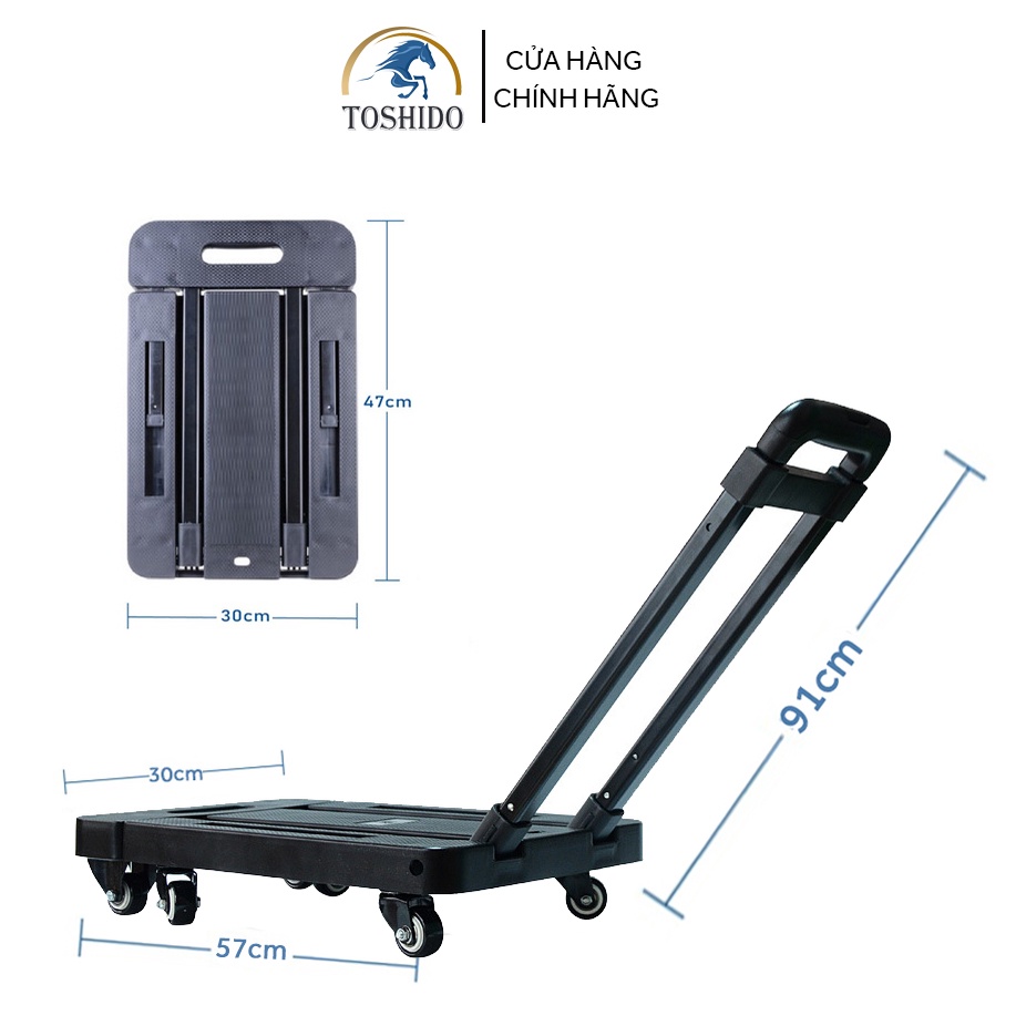 Xe Kéo Hàng - Xe Đẩy Hàng TOSHIDO Nhập Khẩu Gấp Gọn Bản Nâng Cấp Tải Trọng 200kg có bánh xoay 360 độ Tiện Lợi