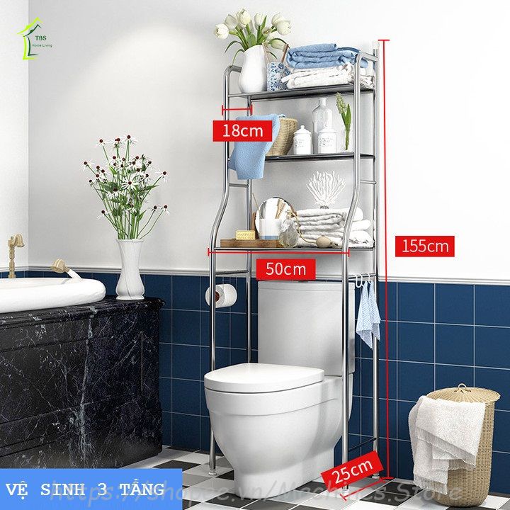 Kệ bồn cầu chất liệu inox Cao Cấp Để Đồ Nhà Tắm
