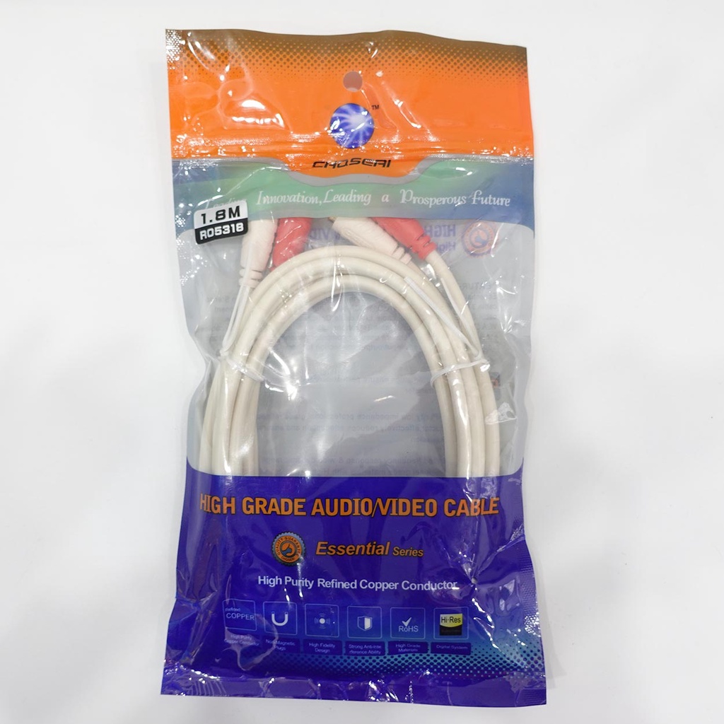 Dây loa AV 2 ra 2 chuẩn xịn, Cáp loa 4 đầu AV hoa sen dài 0.8m 1.8M 3M 5M Cao cấp lõi đồng