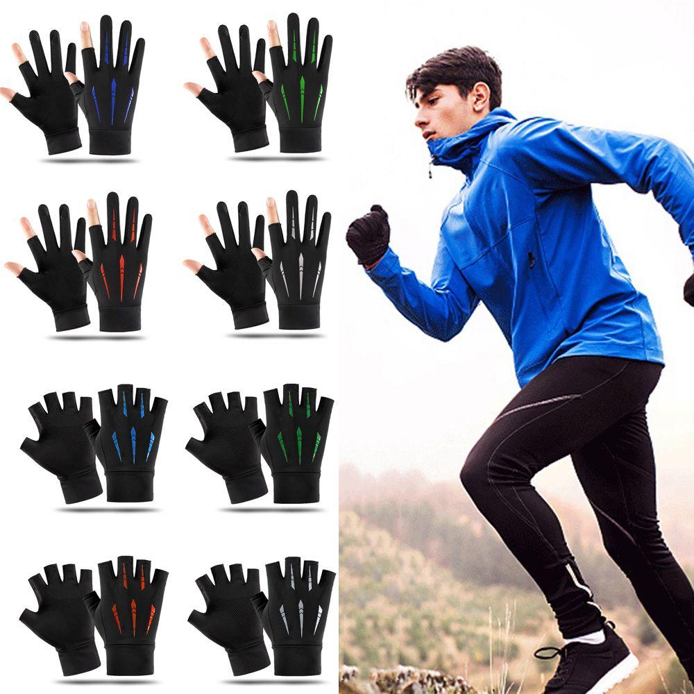 Găng Tay Hở Ngón 2 Ngón Chống Trượt Bằng Lụa Mát Nhiều Màu Sắc Dùng Khi Đi Xe Đạp/Câu Cá Cho Nam Và Nữ