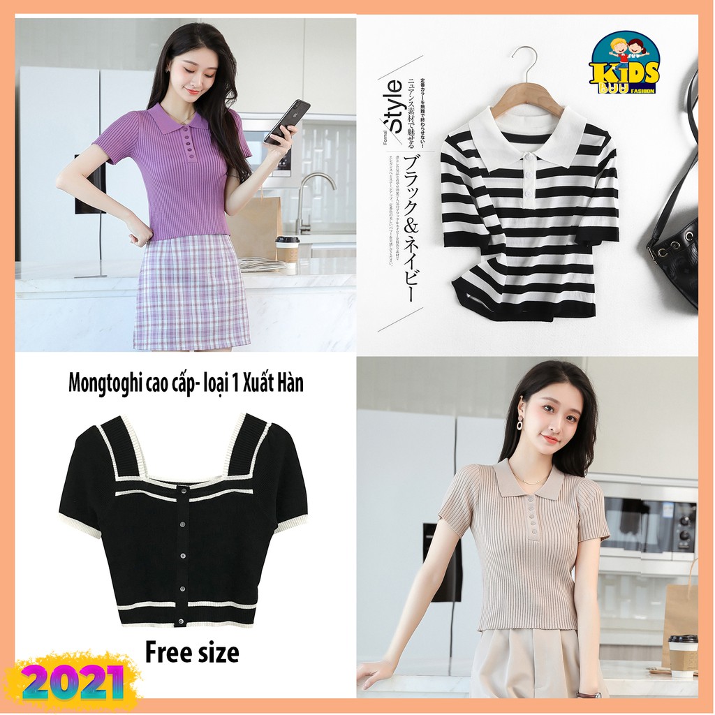 [Loại 1-Hàng Hàn] Áo mongtoghi cổ bẻ, cổ vuông, cổ tròn Polo tay ngắn mẫu 2021, freesize, bốn mùa đều mặc được, form đẹp | BigBuy360 - bigbuy360.vn