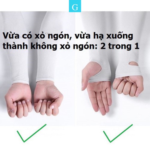 Găng tay chống nắng xỏ ngón Let's Slim chống tia UV, vải co dãn 4 chiều, đeo mát khi đi nắng GYGA