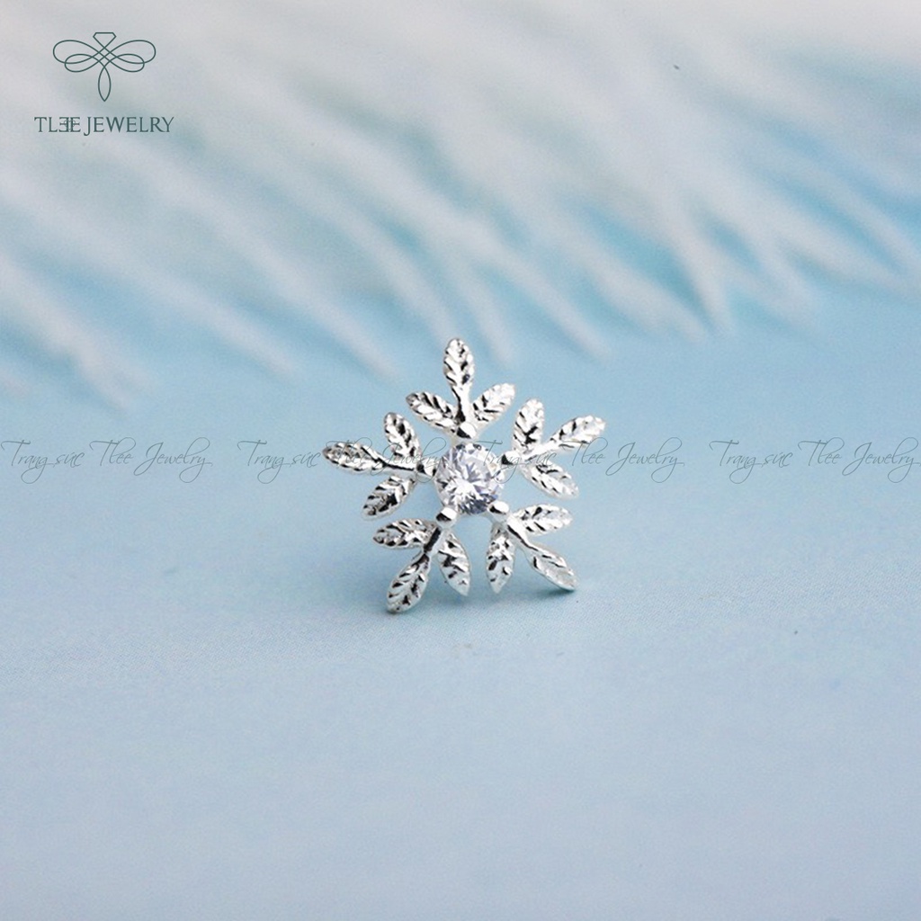 Khuyên tai bạc nữ TLEE hoa tuyết xinh xắn NCJ B0153