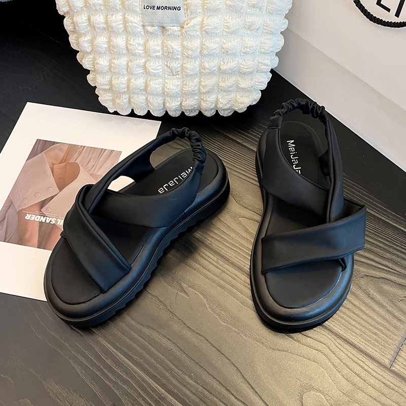 Sanđal nữ Đế Cao 5 cm,Dép SANDAL chun nữ, chất da siêu mềm mới nhất 2022 ,Sandanl quai chéo, quai sau co giãn siêu tốt.