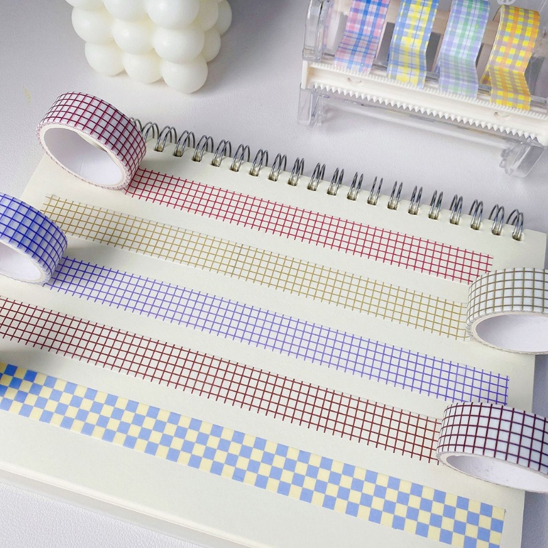 Cuộn Băng Washi 15mm Họa Tiết Kẻ Sọc Dễ Thương Dùng Trang Trí Sổ Tay / Album Ảnh