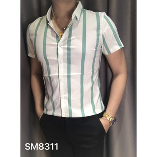 ÁO SƠ MI 8311 XANH LÁ CÂY,form body sang trọng phong cách,vãi mềm chống mồ hôi ( ảnh thật 100%)