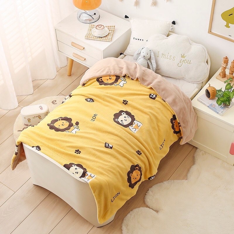 Chăn Nỉ Nhung Sữa Hoạt Hình Dễ Thương Cho Các Bé_shinbedding