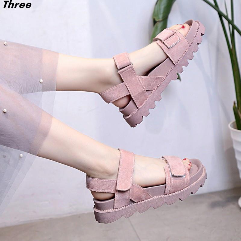 Women's shoes, sandals, Velcro, Roman shoes, female student fashion, summer Roman style, flat bottom, Korean version, all-match