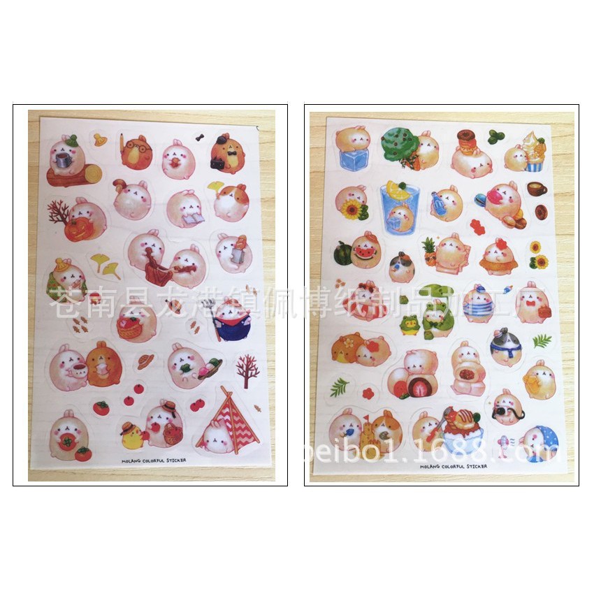 Set 6 tấm sticker Molang ver2