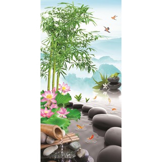 Tranh dán tường phong thủy Cây Trúc In PP Phủ kim cao cấp UD0142