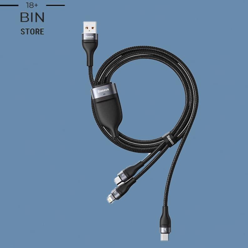 Cáp sạc nhanh 3 đầu Baseus Flash Series 3in