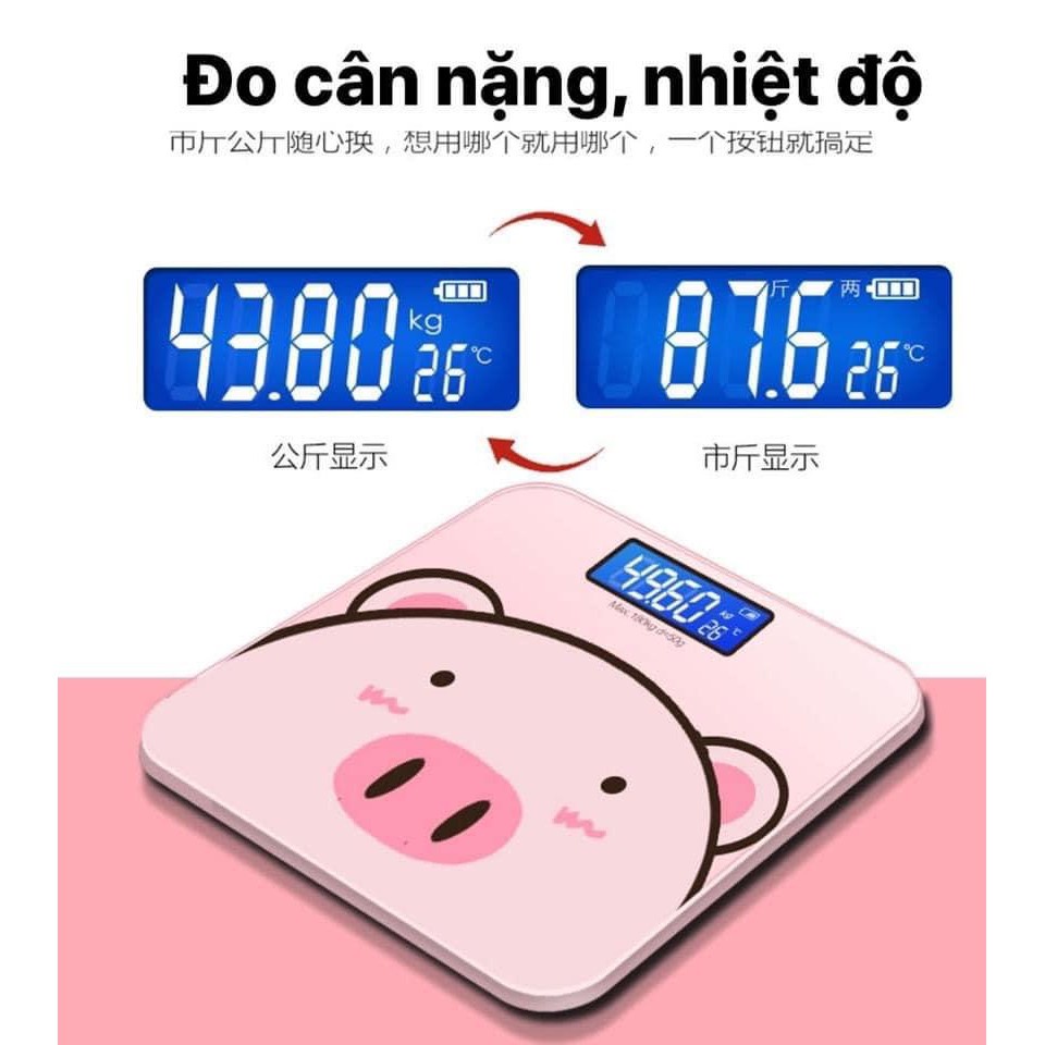 Cân Điện Tử Cân Sức Khỏe Gia Đình Màn Hình LED Hiển Thị Cân Nặng, Nhiệt Độ Bảo Hành 12 Tháng