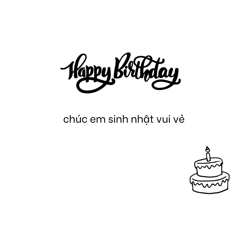 Thiệp chúc mừng sinh nhật theo mẫu trắng đen