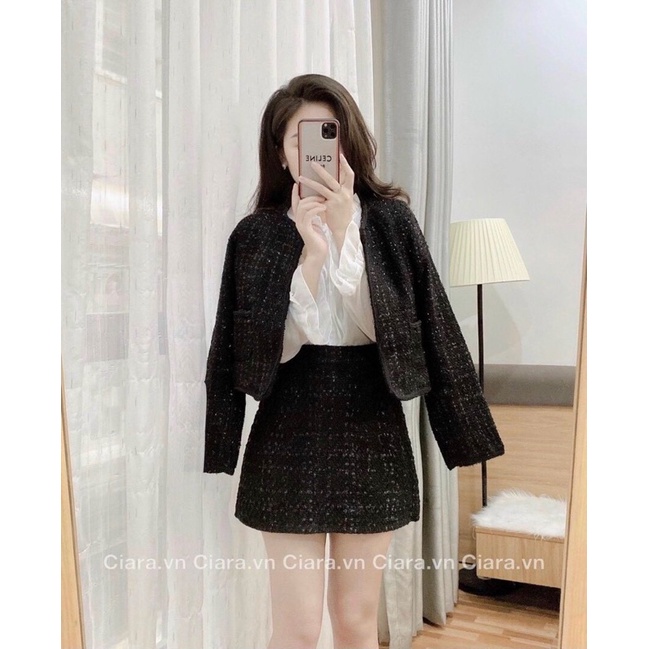 SET ÁO KHOÁC DẠ KÈM CHÂN VÁY ĐEN 🖤