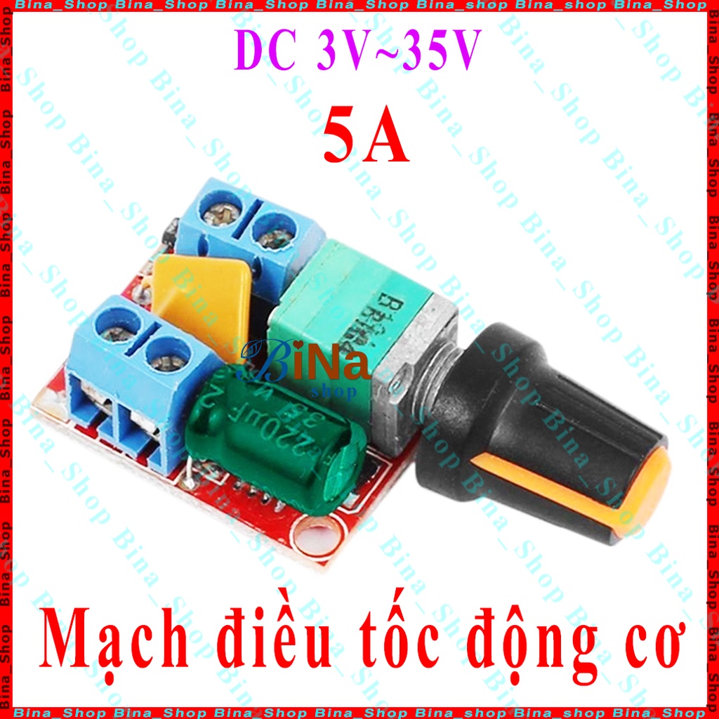 Mạch điều tốc động cơ DC PWM 5A 3V-35V dùng điều khiển tốc độ motor chỉnh độ sáng đèn Led