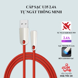 Dây sạc nhanh IP Hoco U35 2.4A có đèn, tự ngắt khi đầy pin dành cho 6 7 8 X 11 12 13