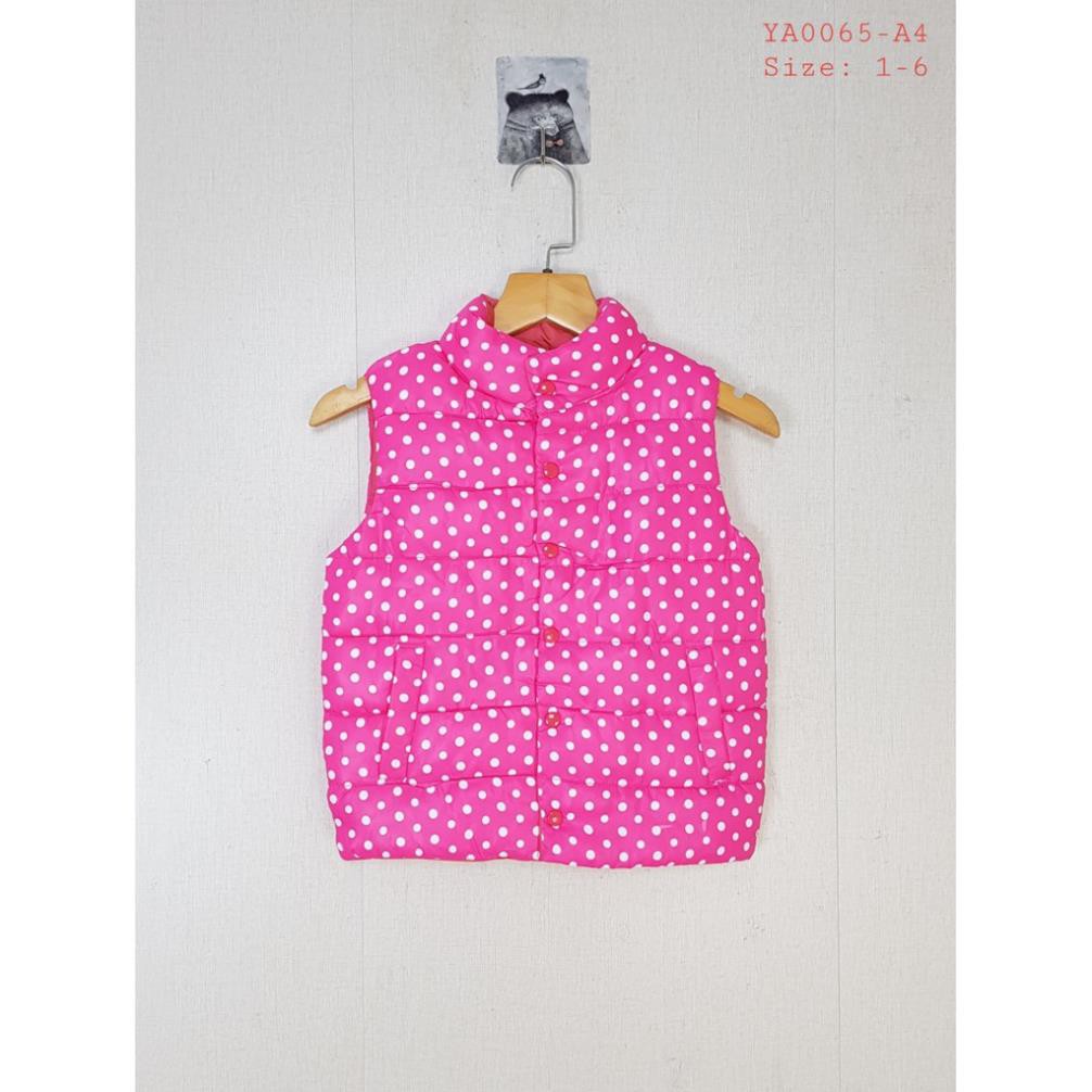 N721-M3- Áo phông sát nách bé gái, cúc bấm, chấm bi hồng, size 1-8, made in Việt Nam