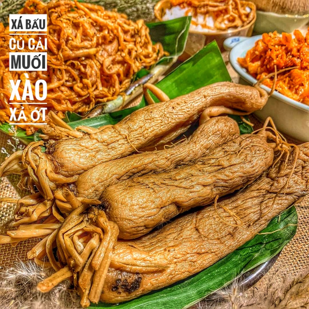 Xá Bấu (Củ cải muối thái sợi) xào xả ớt Lon 400Gram