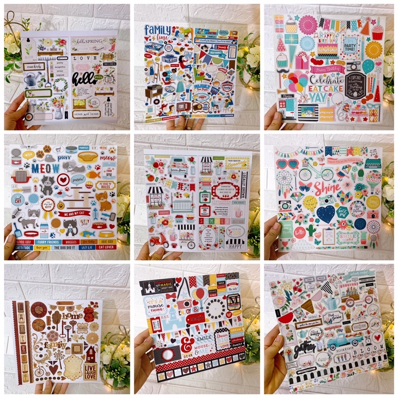 Sticker theo tờ trang trí love box , srcapbook, khung ảnh 3D,... Đủ chủ đề không dán decal định lượng 250gsm