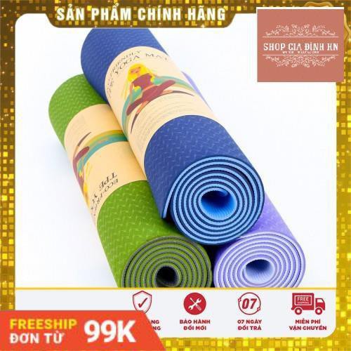 [Hàng Mới] THẢM YOGA 2 MẶT CAO CẤP THẢM TẬP YOGA TPE 2 LỚP 6MM CAO SU NON CÓ TÚI ĐỰNG THỜI TRANG