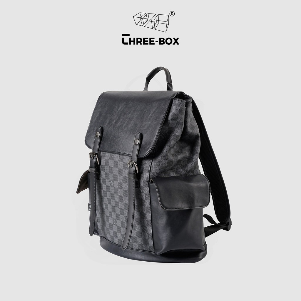 Ba lô da Unisex Three-Box Retro họa tiết Damier Graphite & Damier Brown 2021 - BL8053