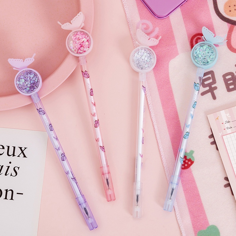 Bút viết mực gel RUIXIANG có đầu gôm hình bướm đáng yêu