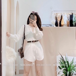 Sét đũi lơ cổ túi ngực + quần đùi đũi cực hót