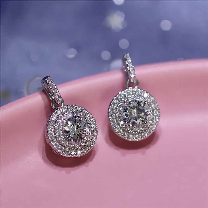 Hoa tai đính đá Zircon lấp lánh sang trọng dành cho nữ