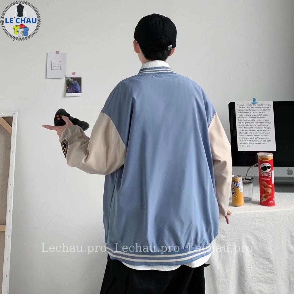 Áo khoác bomber dù phối logo AKD41 LECHAU ulzzang hottrend jacker hai lớp xịn xò chất lượng