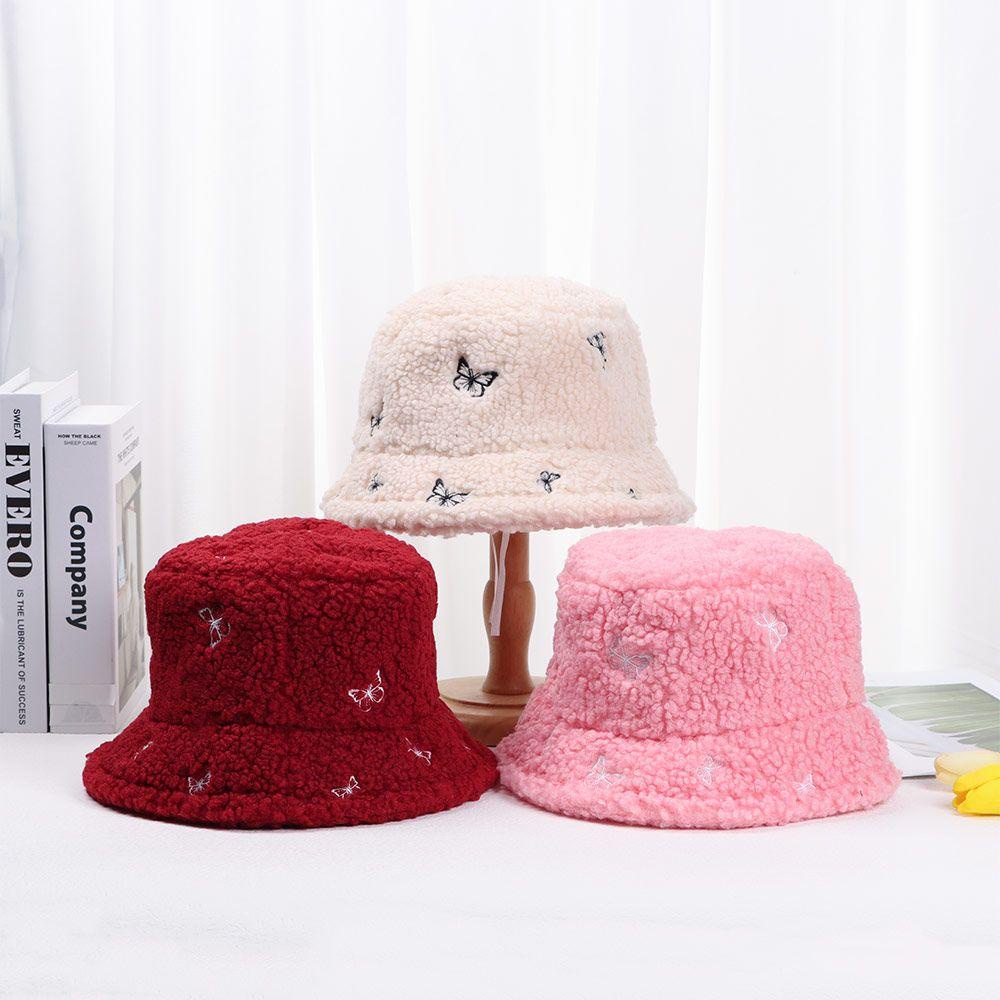 SUMU Mũ Bucket Thêu Hình Bướm Chất Liệu Mềm Mại Thời Trang Xinh Xắn Cho Nữ