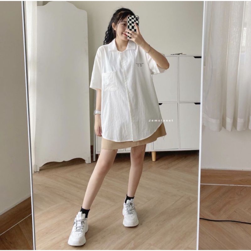 - - ÁO SƠ MI THÊU CHỮ HÀN TAY LỠ - - mẫu hot 2022